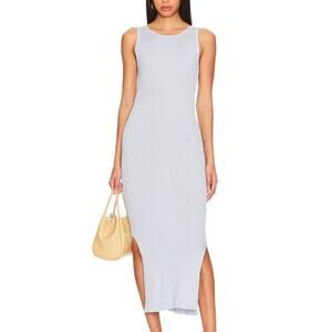 AYNI Milda Midi Ribbed Tank Dress Pastel Blue XS Bodycon Slit Designer $243 NEW